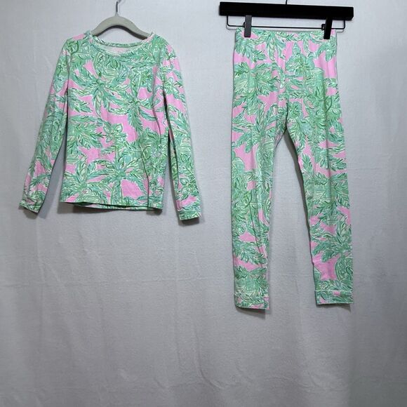 Lilly Pulitzer Mandevilla Baby Pink Sands Paradise Sammy Pajama Set Girl's 8 - Picture 1 of 14